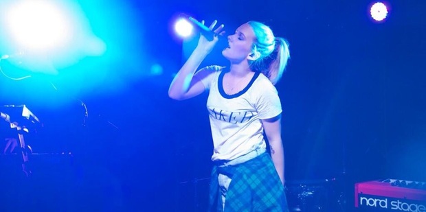 Georgia Nott performs with Broods during the Kiwi alt-pop duo's American tour. Photo/Broods