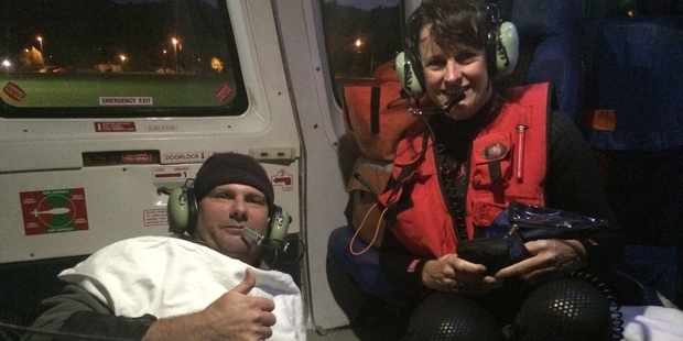 Todd Vercoe with Northland Electricity rescue helicopter's intensive care paramedic Suzanne Galloway.Photo/Northland Electricity Recue Helicopter