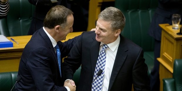 John Key readily gives Bill English the credit for the fiscal discipline that has produced a surplus. Photo / Mark Mitchell