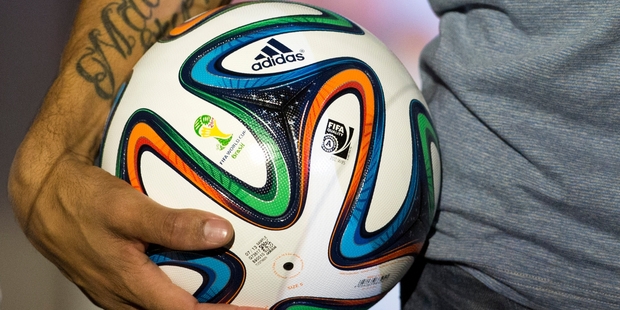 The World Cup Brazuca ball. Photo / AP