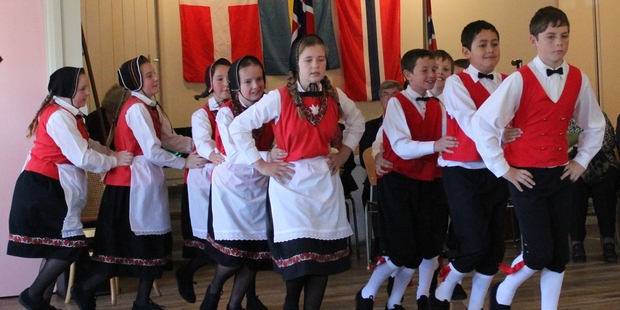 Pupils from Norsewood and Districts School demonstrate their traditional Scandinavian dancing. Pupils have been performing these dances for 49 years. Photo/Christine McKay