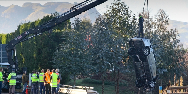 Emergency services remove the car in which Hina Kerei Johnson Hamahona died. Photo/File
