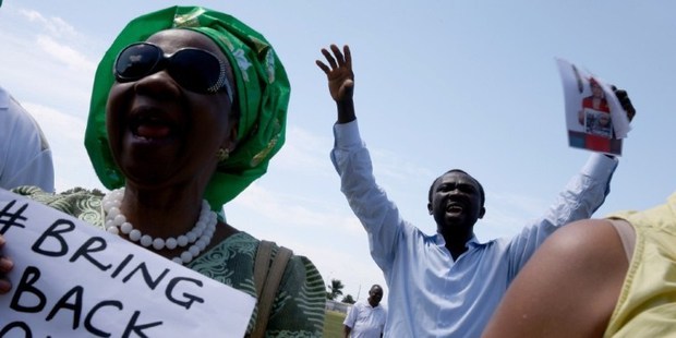 Supporters are seen during a rally in Miami, Florida, to show support for national and international action to free the Nigerian girls. Photo / AFP