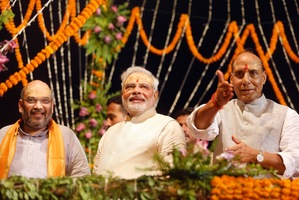 India's next prime minister Narendra Modi, center. Photo / AP