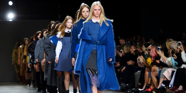 Models wear designs created by Topshop Unique during London Fashion Week. Photo / AP