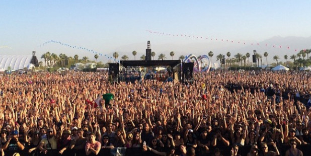 The Naked and Famous perform on stage at Coachella 2014.