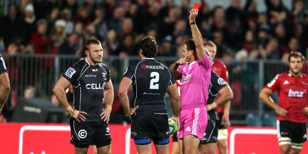 Jean Deysel was banned for only three games for the foul which saw him sent off by ref Rohan Hoffman. Photo / Getty Images
