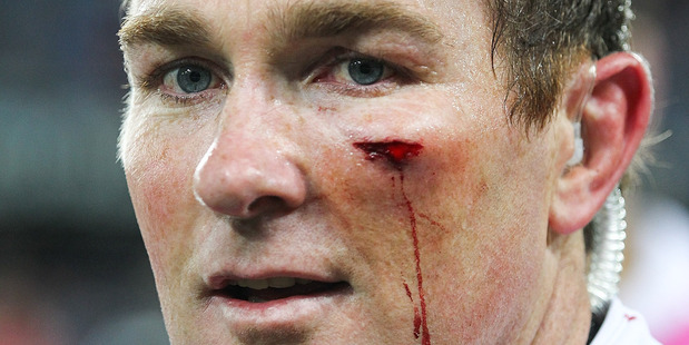 Glen Jackson collided with Highlanders prop Chris King. Photo / Getty Images