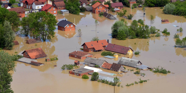 The flooded area near the Bosnian town of Brcko along the river Sava. Photo / AP