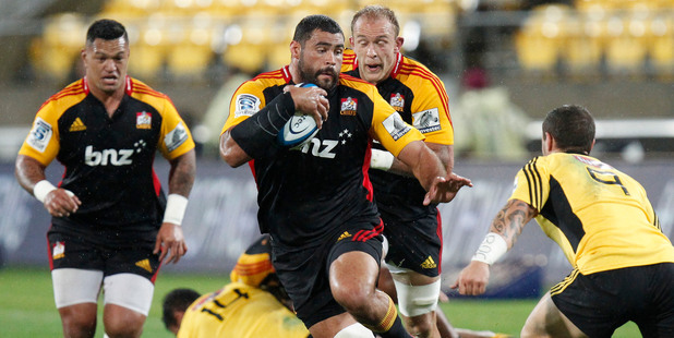 Chiefs prop Ben Afeaki makes a break during their Super Rugby match against the Hurricanes played at Westpac Stadium in Wellington last year.