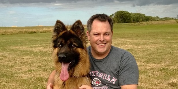 Steve Glassey, with his dog Diesel.