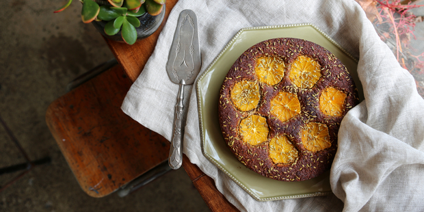 An autumn cake of hazelnut, orange and fennel seeds. Photo / Eleanor Ozich