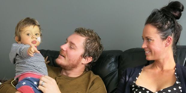 Paul and Tammy Alderson with their son, Felix, who needs a new liver.