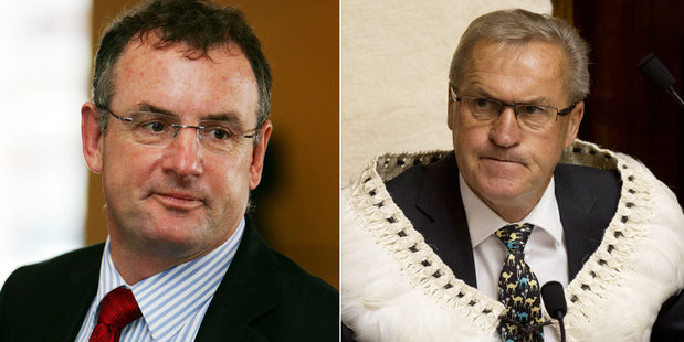 Speaker David Carter (right) has referred the issue of Twitter to the Privileges Committee after Trevor Mallard tweeted he looked like 'a Mafia don'. Photo / NZ Herald