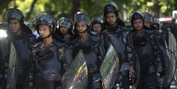 Members of the Thai military march in Bangkok. Photo / AFP