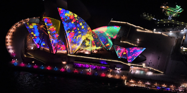The Sydney Opera House is lit up during the opening night of Sydney's Vivid Festival. Photo: James Morgan/Vivid