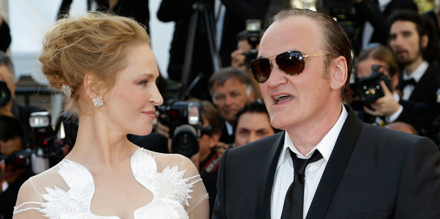 Uma Thurman and Quentin Tarantino arrive for the awards ceremony at Cannes. Photo/AP
