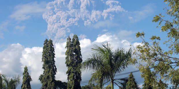 The volcano has been erupting continuously since Friday. Photo / EPA