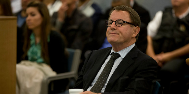 John Banks listens to evidence from the witness stand at the High Court in Auckland. Photo / Brett Phibbs