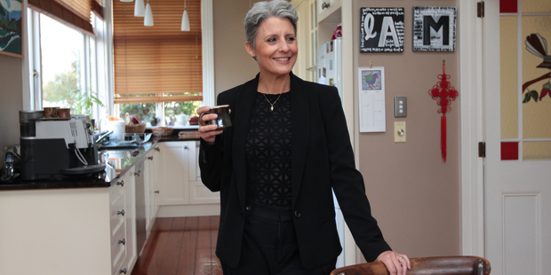Internet Party leader Laila Harre at home with her son Sam. Photo / Doug Sherring