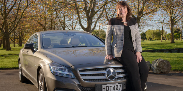 Victoria Carter with her 2012 Mercedes CLS 350 CDI. Photo / Ted Baghurst.