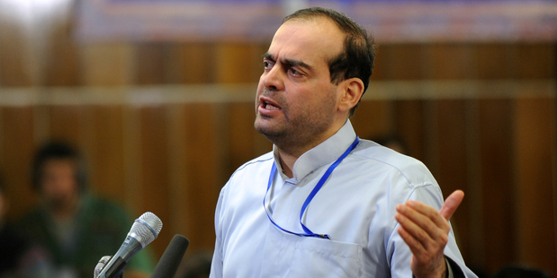 Mahafarid Amir Khosravi speaks at his trial in a court in Tehran, Iran. Khosravi. Photo / AP