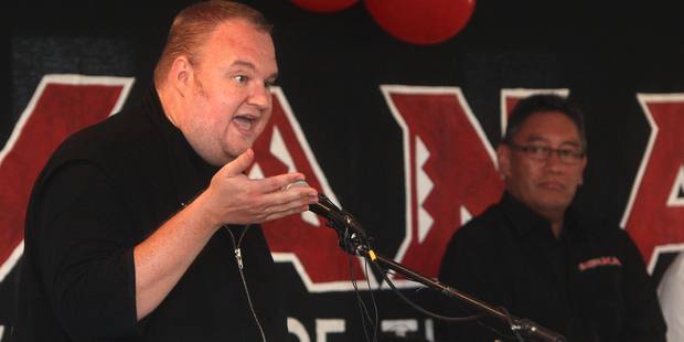 Kim Dotcom talks to the Mana Party. Photo/File