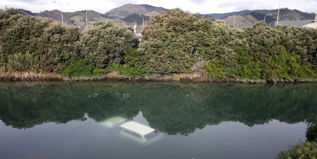 The submerged car in Saltwater Creek. Photo / Tim Cuff