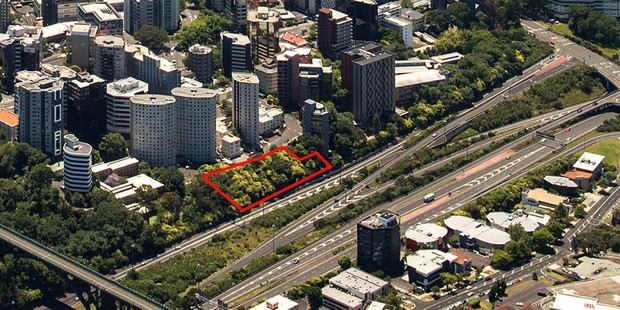 This vacant city centre site (bordered in red) is on the market.