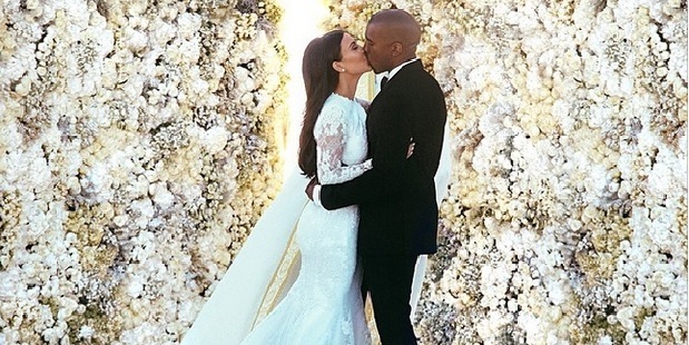 Kim Kardashian and Kanye West's wedding. Photo/Instagram.