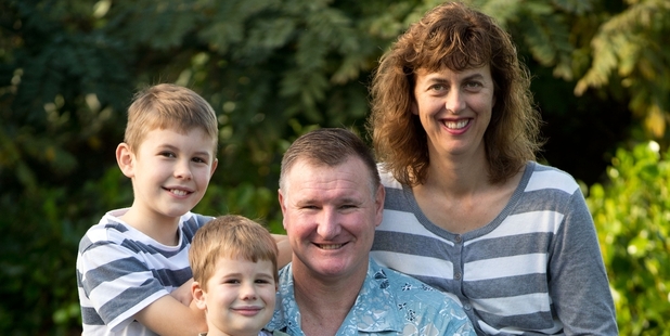 Katherine Winson and sons Joshua, 10, and Ethan, 5, are grateful Ian was rescued. Photo / Richard Robinson