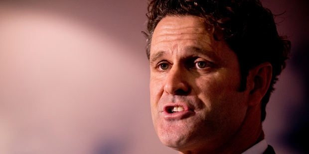 Chris Cairns held a press conference at Auckland Airport yesterday. Photo / Dean Purcell