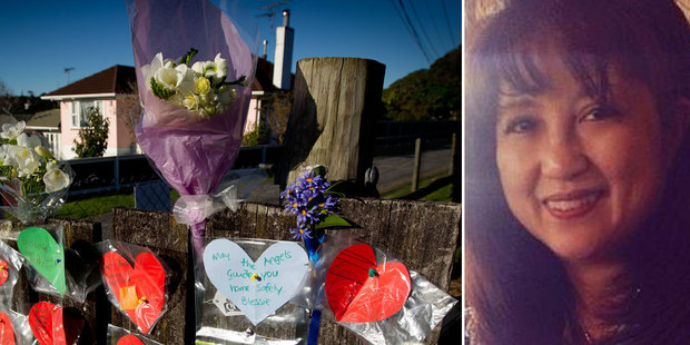 Flowers are placed at the entrance to Inwards Reserve on Salisbury Street for Blessie Gotingco. Photo / NZ Herald