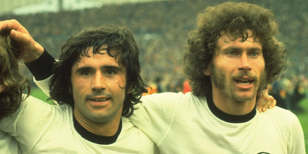 Gerd Muller, left, Der Bomber of the 1970 and 1974 finals. Photo - Allsport UK /Allsport