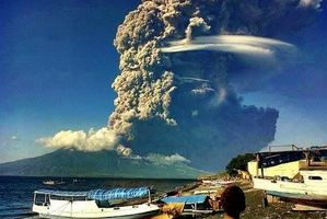 Sangeang Api, a volcano off the northeast coast of Sumbawa, erupted Friday evening. Photo / Twitter / @EarthQuakeTime