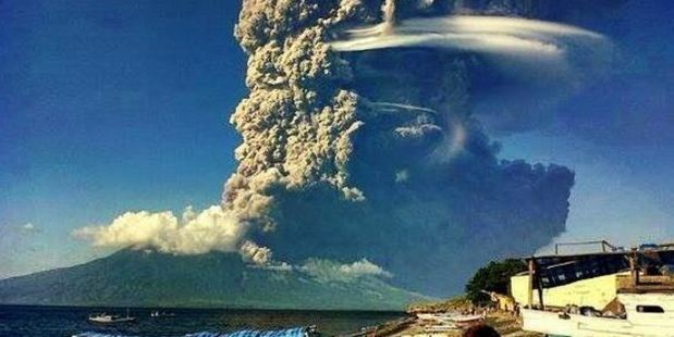 Sangeang Api, a volcano off the northeast coast of Sumbawa, erupted Friday evening. Photo / Twitter / @EarthQuakeTime