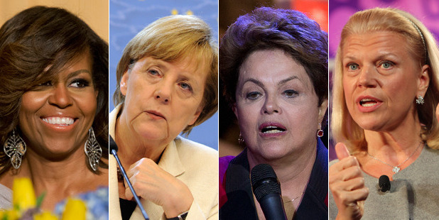 Michelle Obama, Angela Merkel, Dilma Rousseff and Virginia Rometty all make Forbes' top 10 list. Photos / AP, Getty
