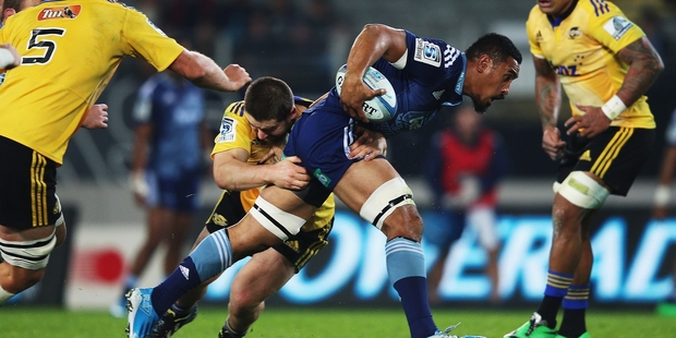 Recalled All Black loose forward Jerome Kaino made every post a winner in his bustling display for the Blues against the Hurricanes at Eden Park. Photo / Getty Images