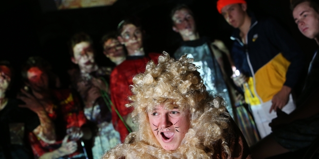 Fletcher Coutts plays Lion in A Midsummer Night's Dream with fellow cast members who scooped four awards in the national finals held in Wellington. Photo / Michael Cunningham