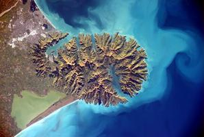 Banks Peninsula seen from the International Space Station. Photo / Twitter.com/astro_alex