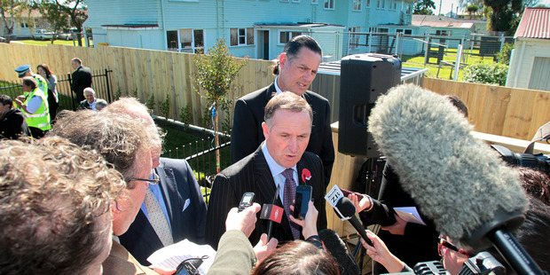 : Prime Minister John Key at a new State housing development in Napier. Photo / Hawke's Bay Today
