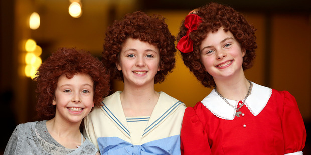 Annie in triplicate, Amelia Walshe, Zoe Fifield and Ilena Shadbolt. Photo / Hagen Hopkins
