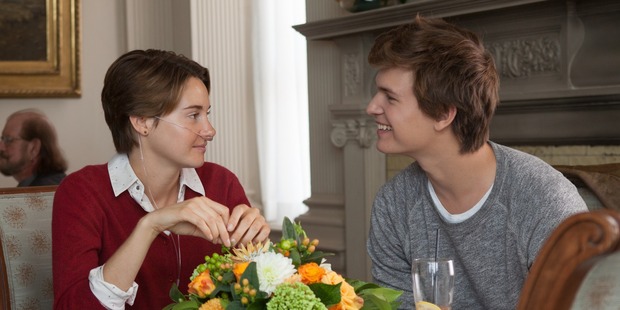 Shailene Woodley with Ansel Elgort in The Fault in Our Stars.