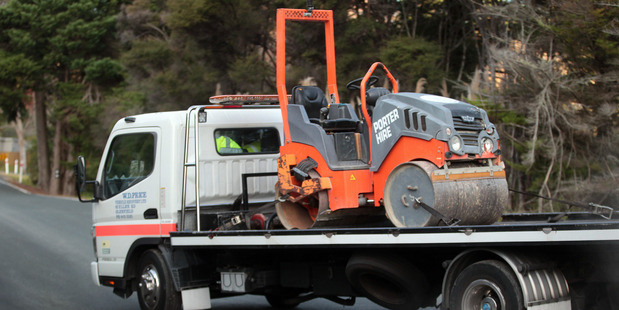 A roller leaves the property after the incident today. Photo / Doug Sherring