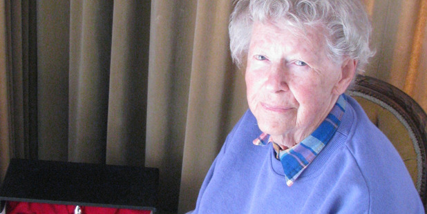 Ada Parnwell, QSM, with the Japan Cup, among the many trophies won by the horse she owned called Corndale.