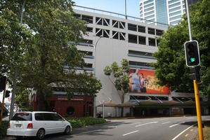 The Downtown Public Parking building on the corners of Customs and Hobson Streets. Photo / Greg Bowker