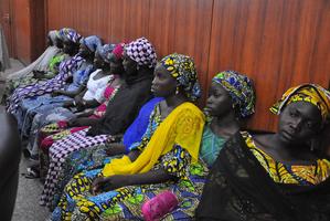 Some of the escaped Kidnapped girls of the government secondary school in Chibok - the scene of the first mass kidnapping. Photo / AP