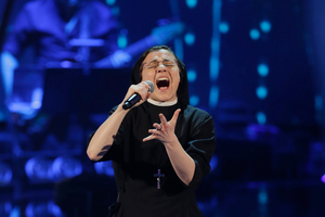 Singing nun, Sister Cristina Scuccia, belts out a performance in Italy. Photo / AP