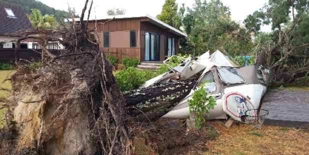 The crushed caravan in Matarangi. Photo / Richie Barnett