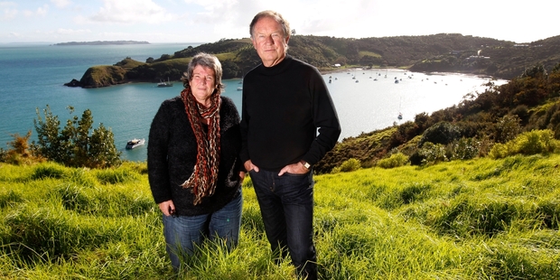 John Hawkesby and Christine Gisby are against plans for a new marina in Matiatia Bay. Photo / Chris Gorman